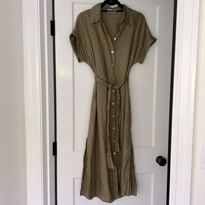 Mango Linen Shirt Dress XS